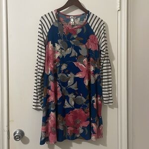 Honeyme Floral and Striped Long Sleeve Dress Size M